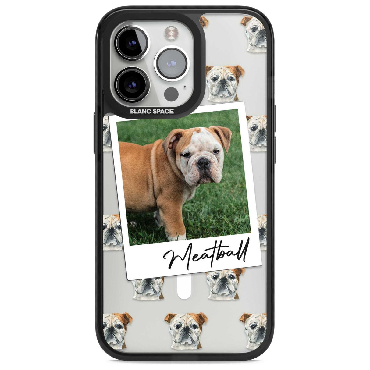 Personalised English Bulldog - Dog Photo Custom Phone Case iPhone 15 Pro Max / Magsafe Black Impact Case,iPhone 15 Pro / Magsafe Black Impact Case,iPhone 14 Pro Max / Magsafe Black Impact Case,iPhone 14 Pro / Magsafe Black Impact Case,iPhone 13 Pro / Magsafe Black Impact Case Blanc Space