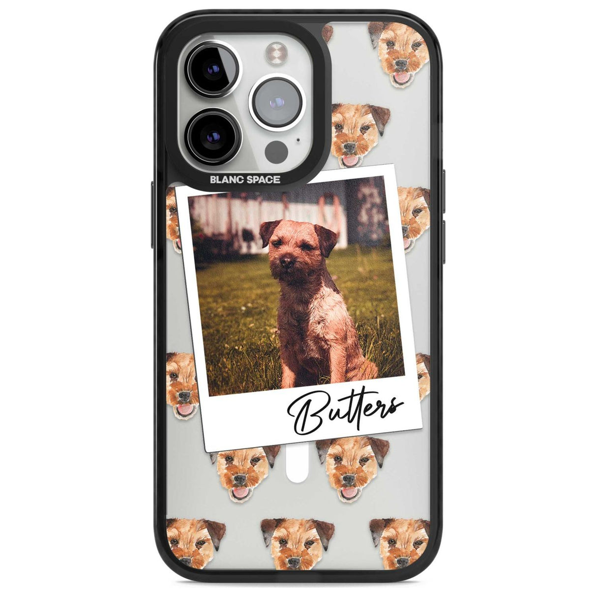 Personalised Border Terrier - Dog Photo Custom Phone Case iPhone 15 Pro Max / Magsafe Black Impact Case,iPhone 15 Pro / Magsafe Black Impact Case,iPhone 14 Pro Max / Magsafe Black Impact Case,iPhone 14 Pro / Magsafe Black Impact Case,iPhone 13 Pro / Magsafe Black Impact Case Blanc Space