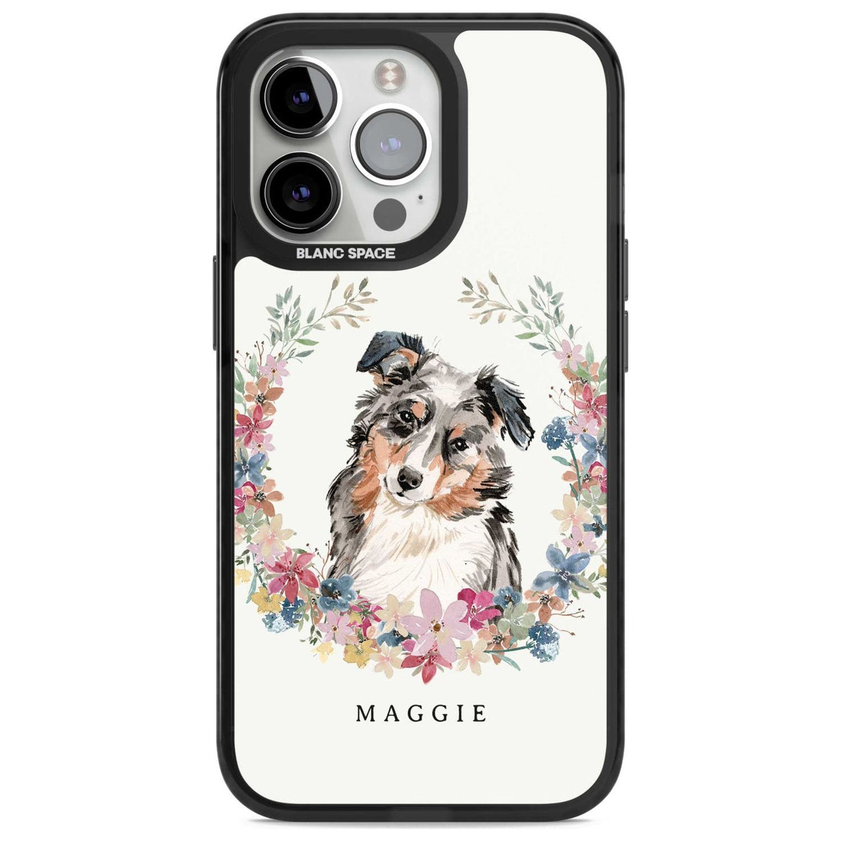 Personalised Australian Shepherd Watercolour Dog Portrait Custom Phone Case iPhone 15 Pro Max / Magsafe Black Impact Case,iPhone 15 Pro / Magsafe Black Impact Case,iPhone 14 Pro Max / Magsafe Black Impact Case,iPhone 14 Pro / Magsafe Black Impact Case,iPhone 13 Pro / Magsafe Black Impact Case Blanc Space