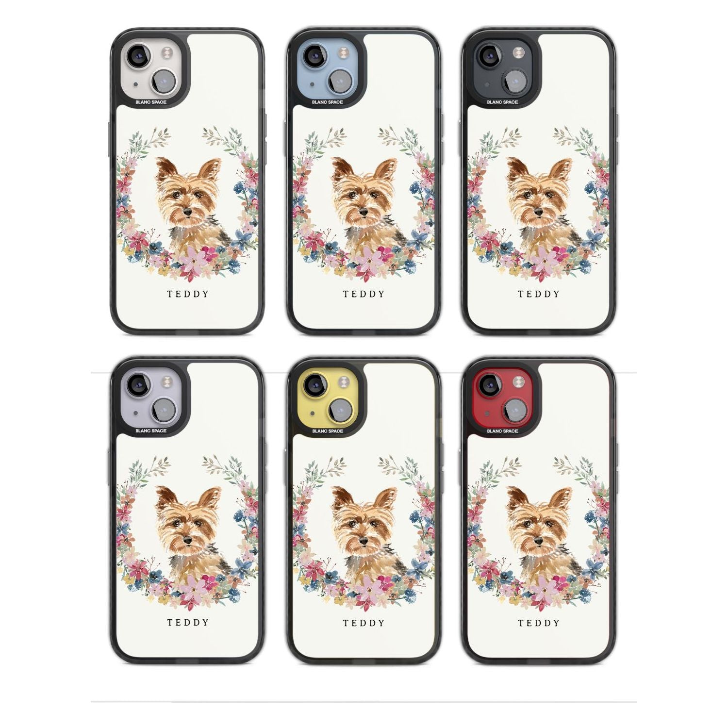 Personalised Yorkshire Terrier Floral Portrait