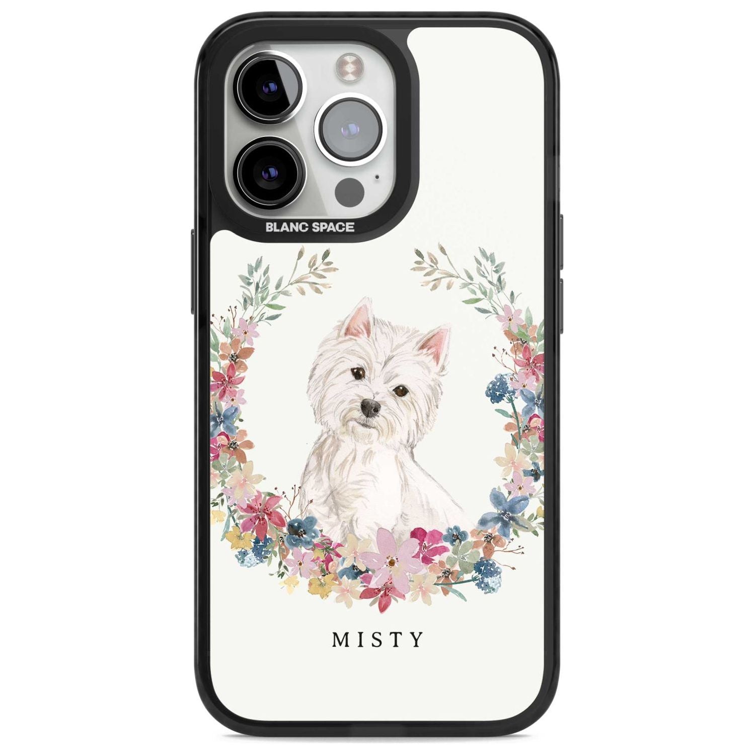 Personalised Westie Watercolour Dog Portrait Custom Phone Case iPhone 15 Pro Max / Magsafe Black Impact Case,iPhone 15 Pro / Magsafe Black Impact Case,iPhone 14 Pro Max / Magsafe Black Impact Case,iPhone 14 Pro / Magsafe Black Impact Case,iPhone 13 Pro / Magsafe Black Impact Case Blanc Space