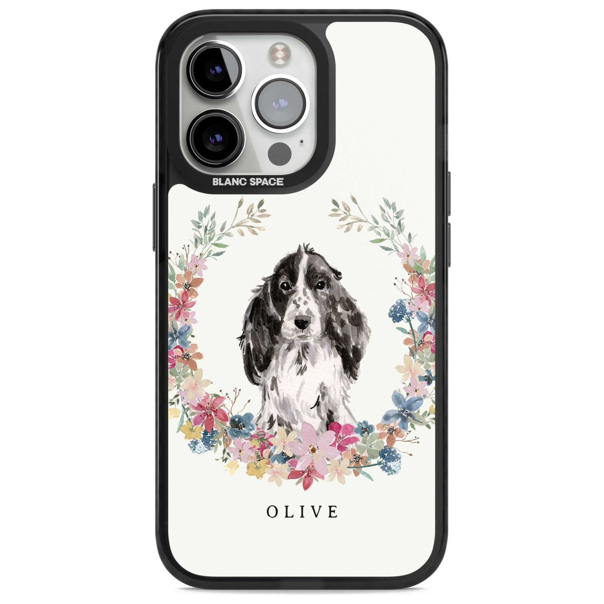 Personalised Black Cocker Spaniel - Watercolour Dog Portrait Custom Phone Case iPhone 15 Pro Max / Magsafe Black Impact Case,iPhone 15 Pro / Magsafe Black Impact Case,iPhone 14 Pro Max / Magsafe Black Impact Case,iPhone 14 Pro / Magsafe Black Impact Case,iPhone 13 Pro / Magsafe Black Impact Case Blanc Space