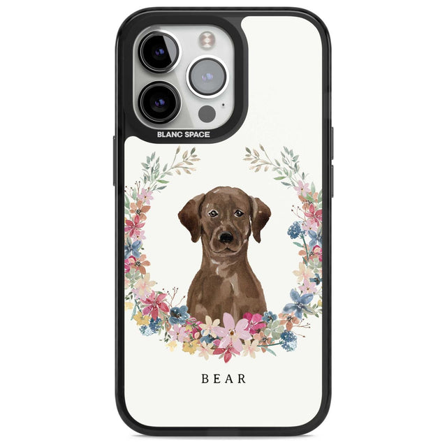 Personalised Chocolate Lab - Watercolour Dog Portrait Custom Phone Case iPhone 15 Pro Max / Magsafe Black Impact Case,iPhone 15 Pro / Magsafe Black Impact Case,iPhone 14 Pro Max / Magsafe Black Impact Case,iPhone 14 Pro / Magsafe Black Impact Case,iPhone 13 Pro / Magsafe Black Impact Case Blanc Space