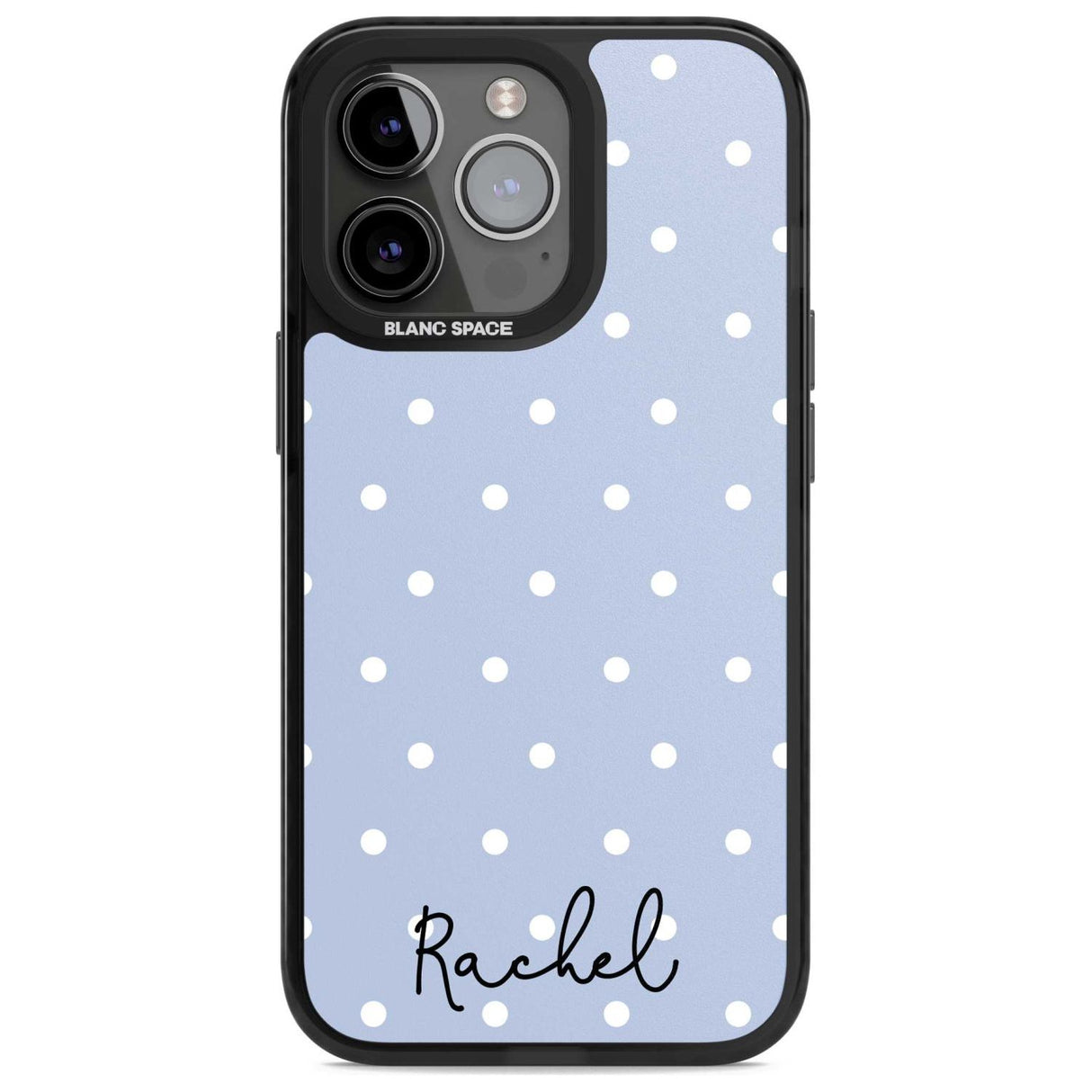 Personalised Simple Light Blue Dots Custom Phone Case iPhone 15 Pro Max / Magsafe Black Impact Case,iPhone 15 Pro / Magsafe Black Impact Case,iPhone 14 Pro Max / Magsafe Black Impact Case,iPhone 14 Pro / Magsafe Black Impact Case,iPhone 13 Pro / Magsafe Black Impact Case Blanc Space