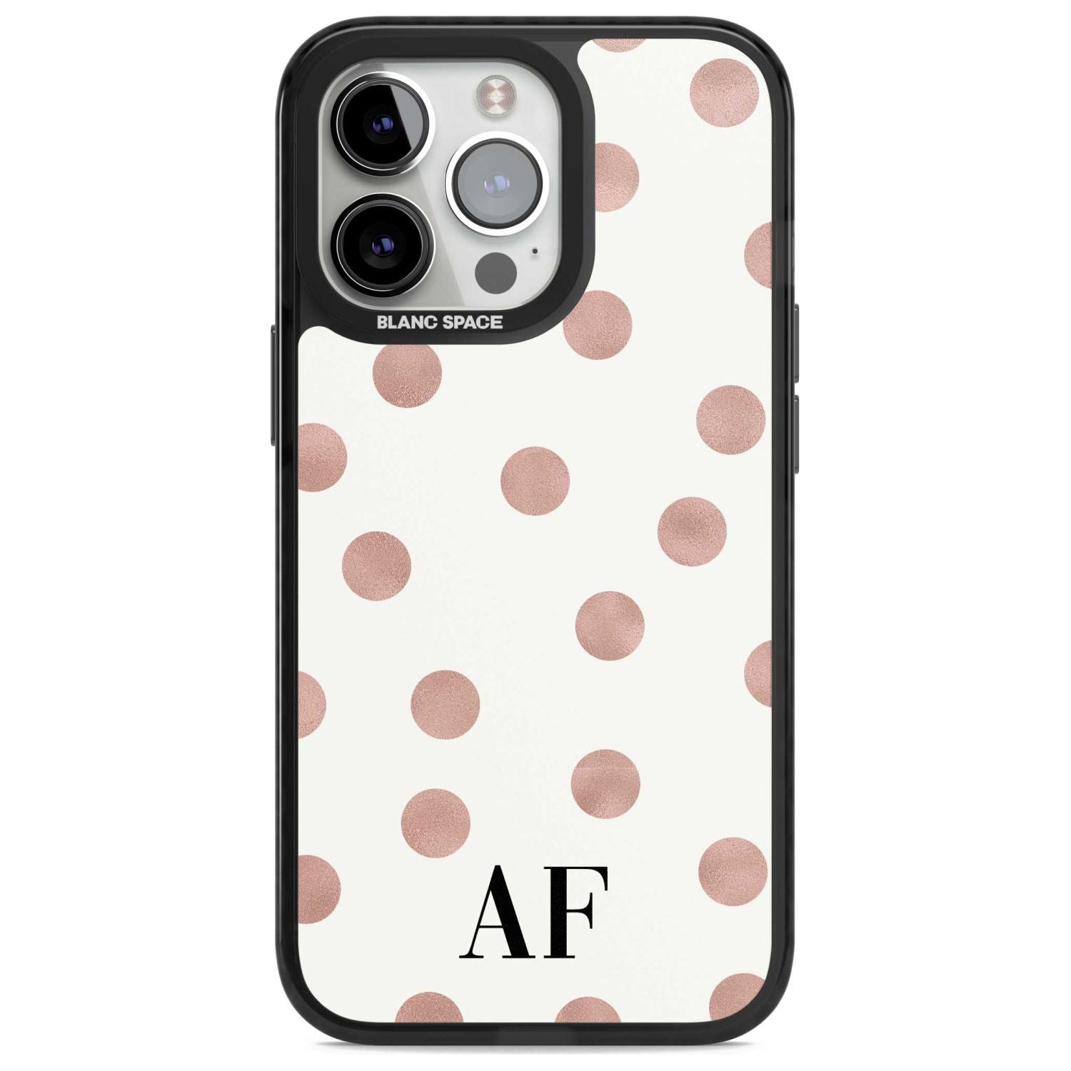Personalised Initials & Dots Custom Phone Case iPhone 15 Pro Max / Magsafe Black Impact Case,iPhone 15 Pro / Magsafe Black Impact Case,iPhone 14 Pro Max / Magsafe Black Impact Case,iPhone 14 Pro / Magsafe Black Impact Case,iPhone 13 Pro / Magsafe Black Impact Case Blanc Space