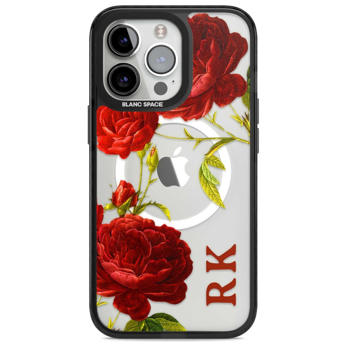 Personalised Clear Vintage Floral Red Roses Custom Phone Case iPhone 15 Pro Max / Magsafe Black Impact Case,iPhone 15 Pro / Magsafe Black Impact Case,iPhone 14 Pro Max / Magsafe Black Impact Case,iPhone 14 Pro / Magsafe Black Impact Case,iPhone 13 Pro / Magsafe Black Impact Case Blanc Space