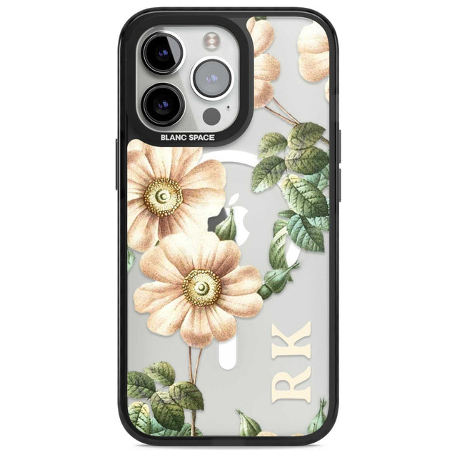 Personalised Clear Vintage Floral Cream Anemones Custom Phone Case iPhone 15 Pro Max / Magsafe Black Impact Case,iPhone 15 Pro / Magsafe Black Impact Case,iPhone 14 Pro Max / Magsafe Black Impact Case,iPhone 14 Pro / Magsafe Black Impact Case,iPhone 13 Pro / Magsafe Black Impact Case Blanc Space