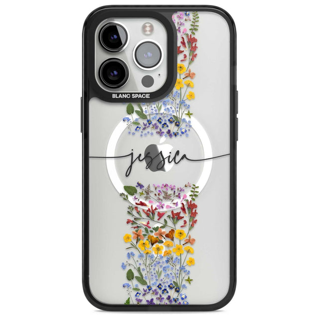 Personalised Wildflower Floral Stripe Personalised Custom Phone Case iPhone 15 Pro Max / Magsafe Black Impact Case,iPhone 15 Pro / Magsafe Black Impact Case,iPhone 14 Pro Max / Magsafe Black Impact Case,iPhone 14 Pro / Magsafe Black Impact Case,iPhone 13 Pro / Magsafe Black Impact Case Blanc Space