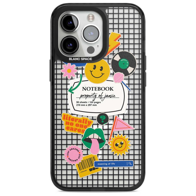 Personalised Sticker Mix on Grid Custom Phone Case iPhone 15 Pro Max / Magsafe Black Impact Case,iPhone 15 Pro / Magsafe Black Impact Case,iPhone 14 Pro Max / Magsafe Black Impact Case,iPhone 14 Pro / Magsafe Black Impact Case,iPhone 13 Pro / Magsafe Black Impact Case Blanc Space