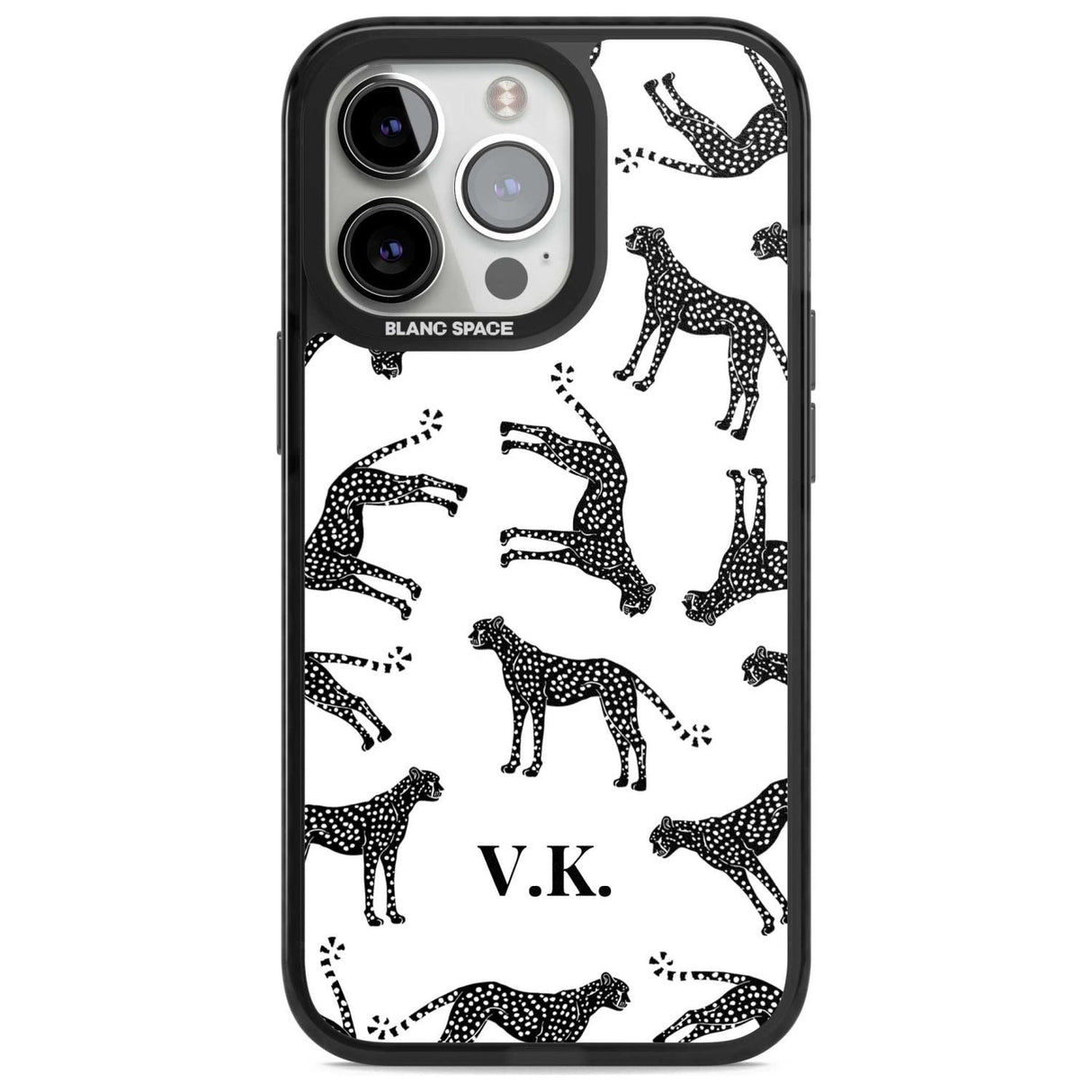 Personalised Cheetah Black & White Custom Phone Case iPhone 15 Pro Max / Magsafe Black Impact Case,iPhone 15 Pro / Magsafe Black Impact Case,iPhone 14 Pro Max / Magsafe Black Impact Case,iPhone 14 Pro / Magsafe Black Impact Case,iPhone 13 Pro / Magsafe Black Impact Case Blanc Space