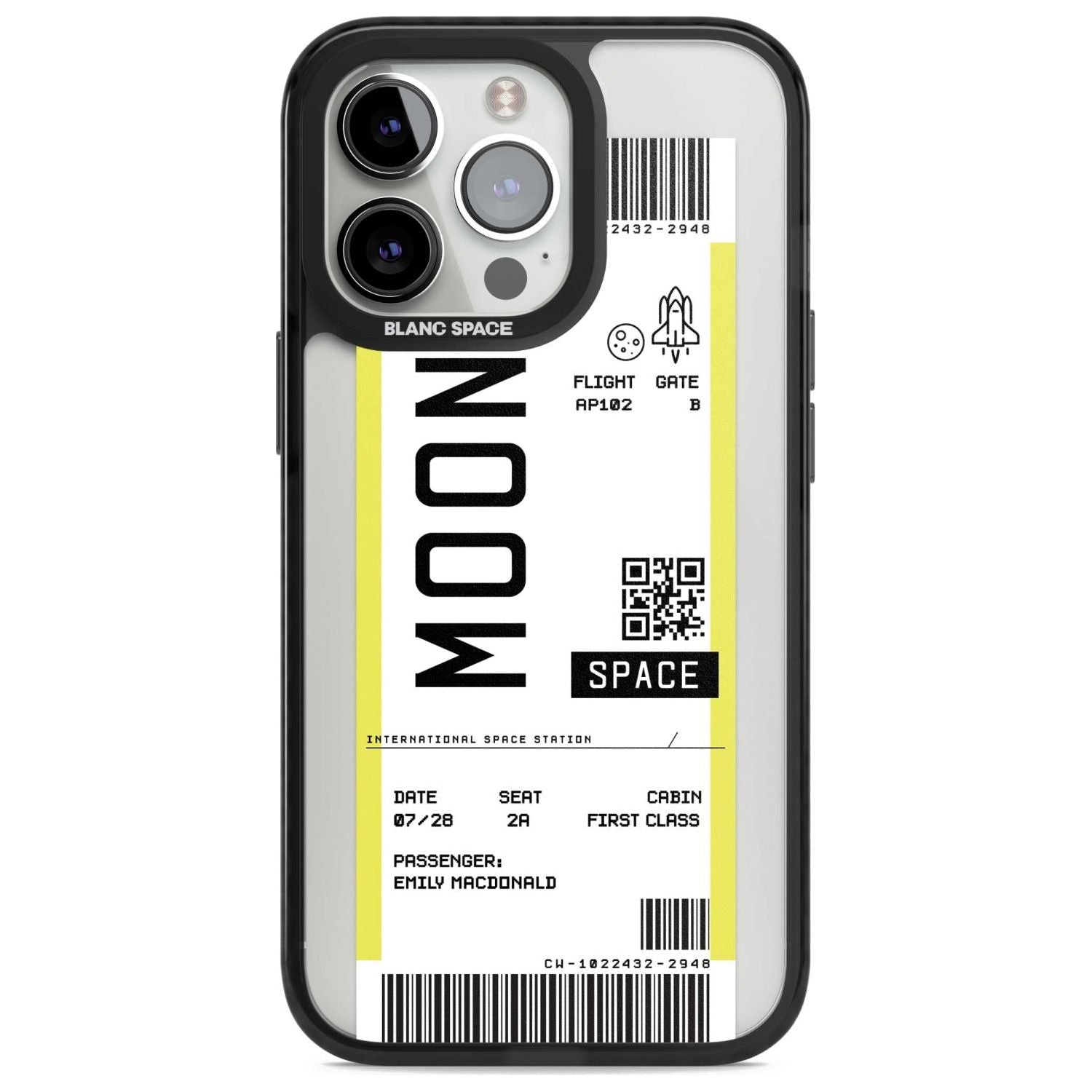Personalised Moon Space Travel Ticket Custom Phone Case iPhone 15 Pro Max / Magsafe Black Impact Case,iPhone 15 Pro / Magsafe Black Impact Case,iPhone 14 Pro Max / Magsafe Black Impact Case,iPhone 14 Pro / Magsafe Black Impact Case,iPhone 13 Pro / Magsafe Black Impact Case Blanc Space