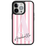 Personalised Pink Stripes & Large Monogram Custom Phone Case iPhone 15 Pro Max / Magsafe Black Impact Case,iPhone 15 Pro / Magsafe Black Impact Case,iPhone 14 Pro Max / Magsafe Black Impact Case,iPhone 14 Pro / Magsafe Black Impact Case,iPhone 13 Pro / Magsafe Black Impact Case Blanc Space