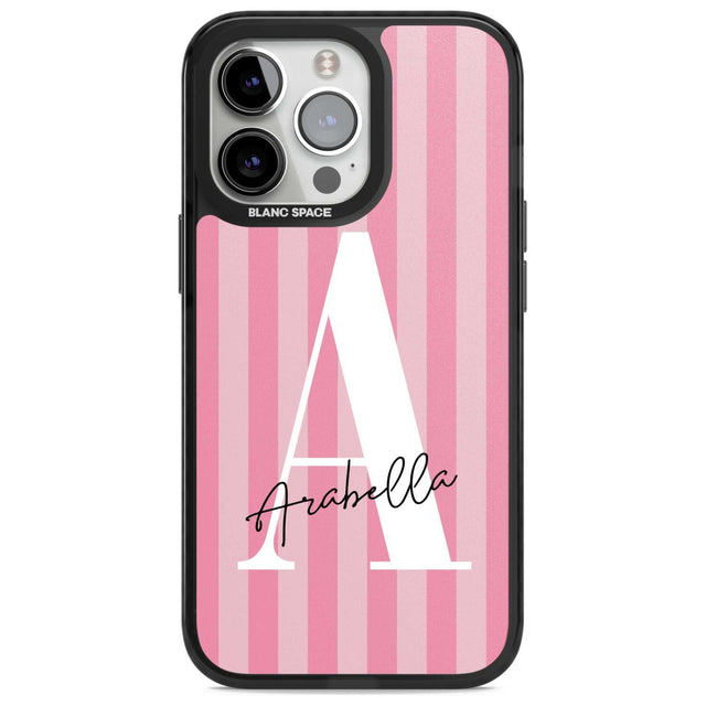 Personalised Pink on Pink Stripes Custom Phone Case iPhone 15 Pro Max / Magsafe Black Impact Case,iPhone 15 Pro / Magsafe Black Impact Case,iPhone 14 Pro Max / Magsafe Black Impact Case,iPhone 14 Pro / Magsafe Black Impact Case,iPhone 13 Pro / Magsafe Black Impact Case Blanc Space