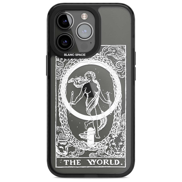 Personalised The World Tarot Card - White Transparent Custom Phone Case iPhone 15 Pro Max / Magsafe Black Impact Case,iPhone 15 Pro / Magsafe Black Impact Case,iPhone 14 Pro Max / Magsafe Black Impact Case,iPhone 14 Pro / Magsafe Black Impact Case,iPhone 13 Pro / Magsafe Black Impact Case Blanc Space