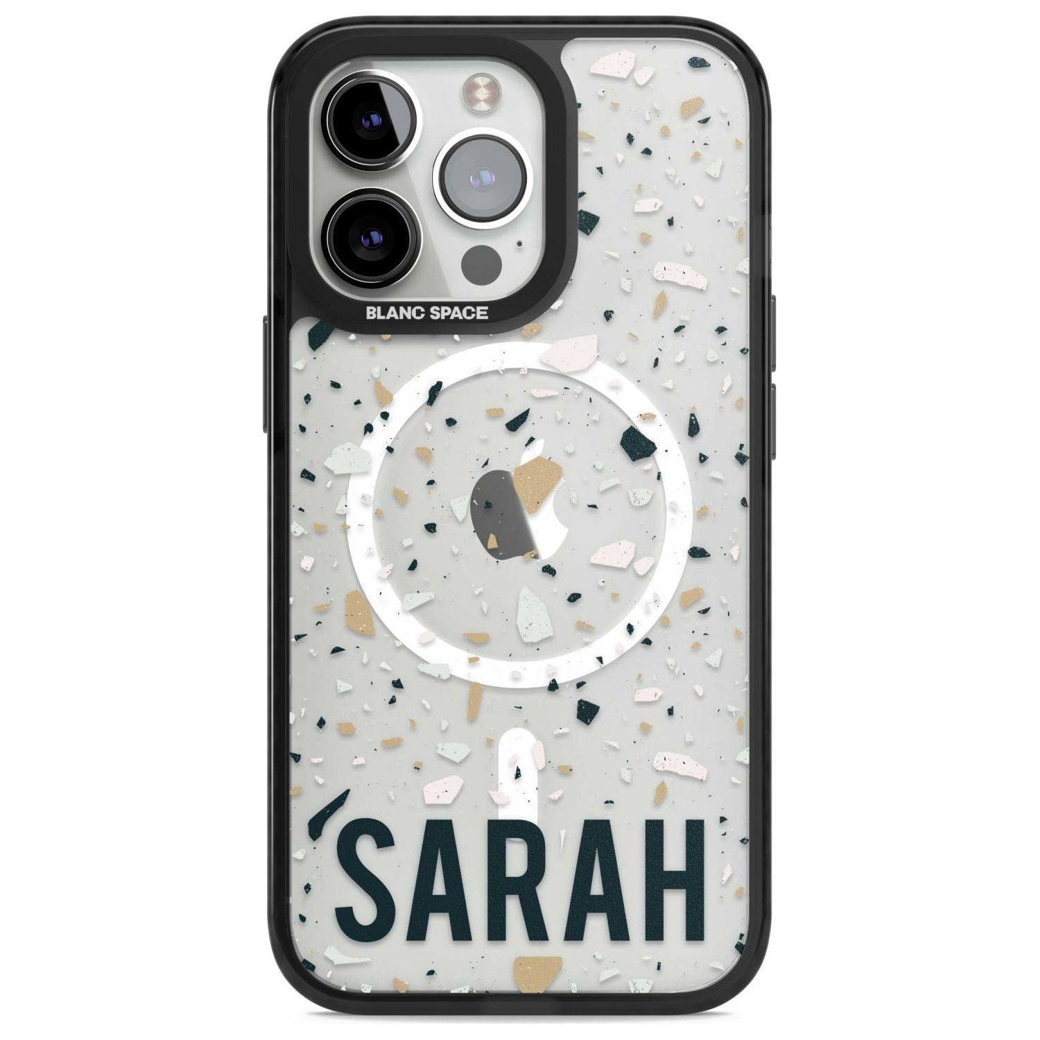 Personalised Terrazzo - Blue, Pink, Brown Custom Phone Case iPhone 15 Pro Max / Magsafe Black Impact Case,iPhone 15 Pro / Magsafe Black Impact Case,iPhone 14 Pro Max / Magsafe Black Impact Case,iPhone 14 Pro / Magsafe Black Impact Case,iPhone 13 Pro / Magsafe Black Impact Case Blanc Space