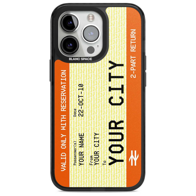 Personalised Create Your Own Train Ticket Custom Phone Case iPhone 15 Pro Max / Magsafe Black Impact Case,iPhone 15 Pro / Magsafe Black Impact Case,iPhone 14 Pro Max / Magsafe Black Impact Case,iPhone 14 Pro / Magsafe Black Impact Case,iPhone 13 Pro / Magsafe Black Impact Case Blanc Space