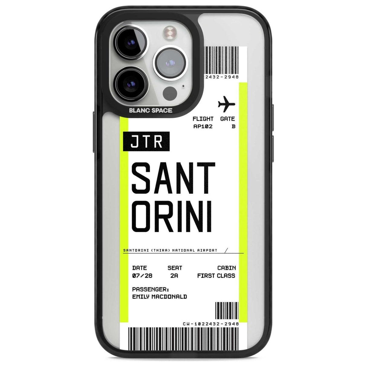 Personalised Santorini Boarding Pass Custom Phone Case iPhone 15 Pro Max / Magsafe Black Impact Case,iPhone 15 Pro / Magsafe Black Impact Case,iPhone 14 Pro Max / Magsafe Black Impact Case,iPhone 14 Pro / Magsafe Black Impact Case,iPhone 13 Pro / Magsafe Black Impact Case Blanc Space