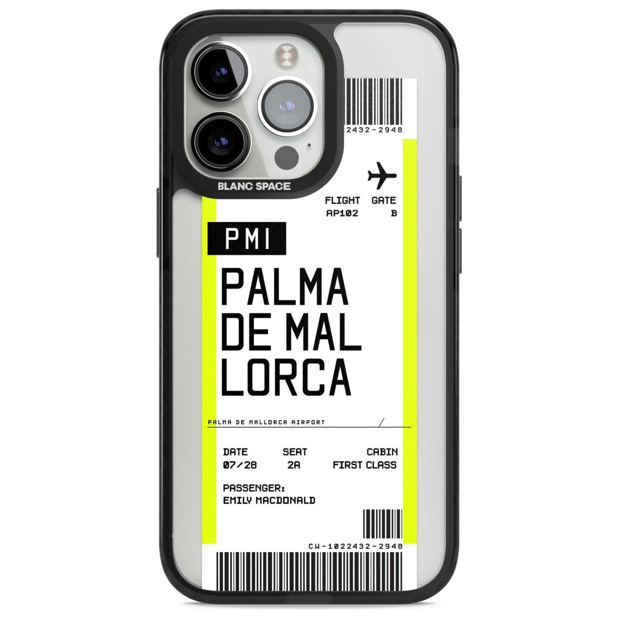 Personalised Palma De Mallorca Boarding Pass Custom Phone Case iPhone 15 Pro Max / Magsafe Black Impact Case,iPhone 15 Pro / Magsafe Black Impact Case,iPhone 14 Pro Max / Magsafe Black Impact Case,iPhone 14 Pro / Magsafe Black Impact Case,iPhone 13 Pro / Magsafe Black Impact Case Blanc Space