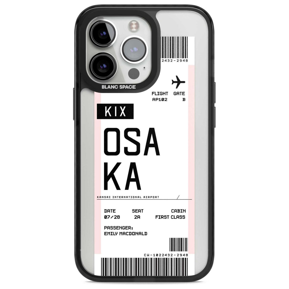 Personalised Osaka Boarding Pass Custom Phone Case iPhone 15 Pro Max / Magsafe Black Impact Case,iPhone 15 Pro / Magsafe Black Impact Case,iPhone 14 Pro Max / Magsafe Black Impact Case,iPhone 14 Pro / Magsafe Black Impact Case,iPhone 13 Pro / Magsafe Black Impact Case Blanc Space