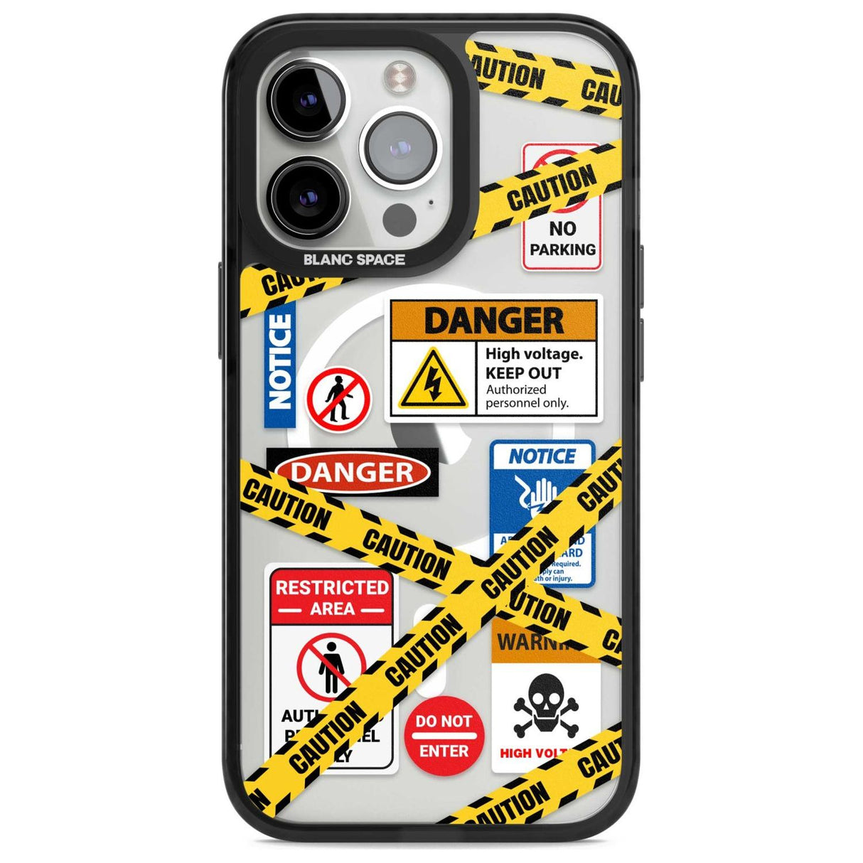 CAUTION Phone Case iPhone 15 Pro Max / Magsafe Black Impact Case,iPhone 15 Pro / Magsafe Black Impact Case,iPhone 14 Pro Max / Magsafe Black Impact Case,iPhone 14 Pro / Magsafe Black Impact Case,iPhone 13 Pro / Magsafe Black Impact Case Blanc Space