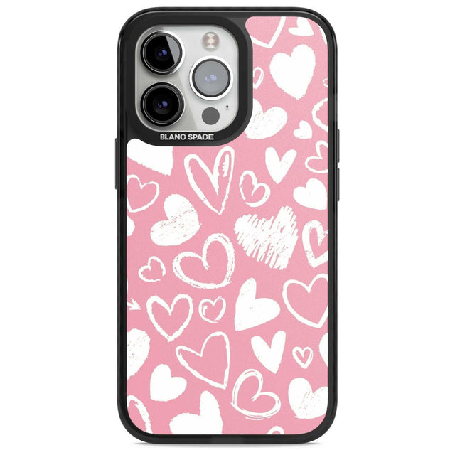 Chalk Hearts Phone Case iPhone 15 Pro Max / Magsafe Black Impact Case,iPhone 15 Pro / Magsafe Black Impact Case,iPhone 14 Pro Max / Magsafe Black Impact Case,iPhone 14 Pro / Magsafe Black Impact Case,iPhone 13 Pro / Magsafe Black Impact Case Blanc Space