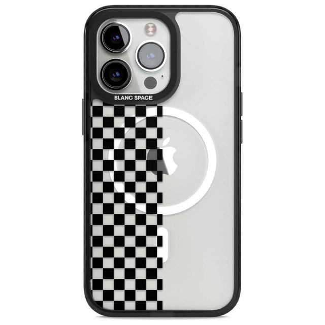 Checker: Half Black Check on Clear Phone Case iPhone 15 Pro / Magsafe Black Impact Case,iPhone 15 Pro Max / Magsafe Black Impact Case,iPhone 14 Pro Max / Magsafe Black Impact Case,iPhone 13 Pro / Magsafe Black Impact Case,iPhone 14 Pro / Magsafe Black Impact Case Blanc Space