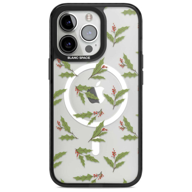 Christmas Holly Pattern Phone Case iPhone 15 Pro Max / Magsafe Black Impact Case,iPhone 15 Pro / Magsafe Black Impact Case,iPhone 14 Pro Max / Magsafe Black Impact Case,iPhone 14 Pro / Magsafe Black Impact Case,iPhone 13 Pro / Magsafe Black Impact Case Blanc Space