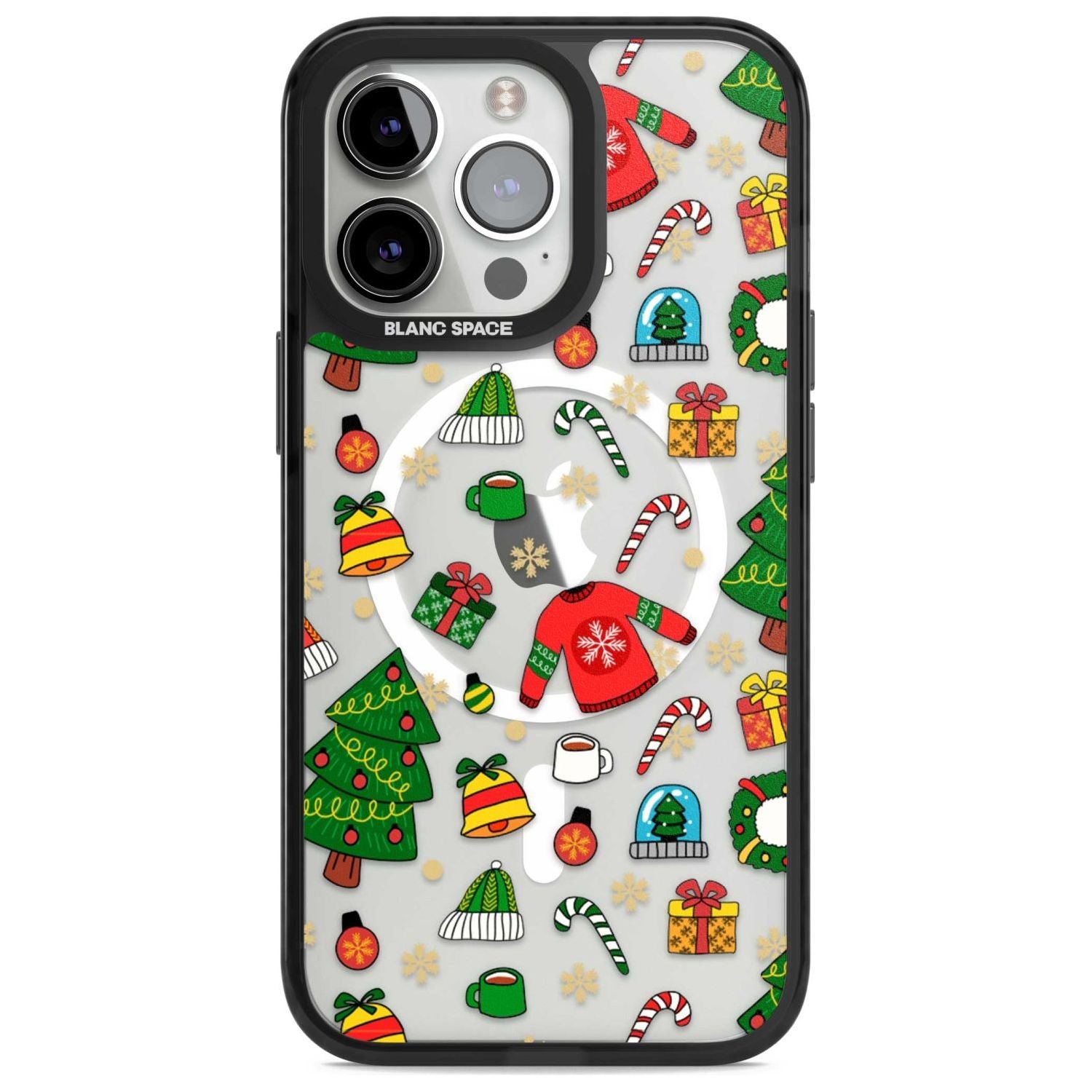Christmas Mixture Pattern Phone Case iPhone 15 Pro Max / Magsafe Black Impact Case,iPhone 15 Pro / Magsafe Black Impact Case,iPhone 14 Pro Max / Magsafe Black Impact Case,iPhone 14 Pro / Magsafe Black Impact Case,iPhone 13 Pro / Magsafe Black Impact Case Blanc Space