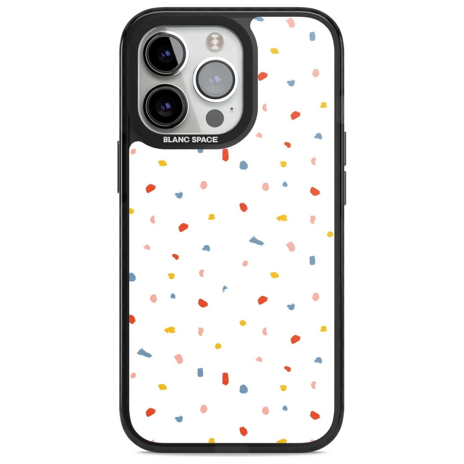 Confetti Print on Solid White Phone Case iPhone 15 Pro Max / Magsafe Black Impact Case,iPhone 15 Pro / Magsafe Black Impact Case,iPhone 14 Pro Max / Magsafe Black Impact Case,iPhone 14 Pro / Magsafe Black Impact Case,iPhone 13 Pro / Magsafe Black Impact Case Blanc Space