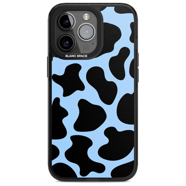 Blue and Black Cow Print Phone Case iPhone 15 Pro Max / Magsafe Black Impact Case,iPhone 15 Pro / Magsafe Black Impact Case,iPhone 14 Pro Max / Magsafe Black Impact Case,iPhone 14 Pro / Magsafe Black Impact Case,iPhone 13 Pro / Magsafe Black Impact Case Blanc Space