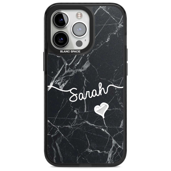 Personalised Black Marble Heart