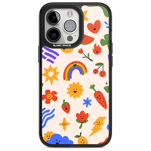 Mixed Large Kawaii Icons - Solid Phone Case iPhone 15 Pro Max / Magsafe Black Impact Case,iPhone 15 Pro / Magsafe Black Impact Case,iPhone 14 Pro Max / Magsafe Black Impact Case,iPhone 14 Pro / Magsafe Black Impact Case,iPhone 13 Pro / Magsafe Black Impact Case Blanc Space