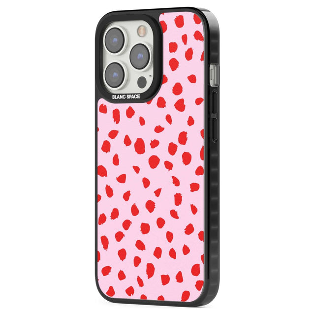 Red on Pink Dalmatian Polka Dot Spots