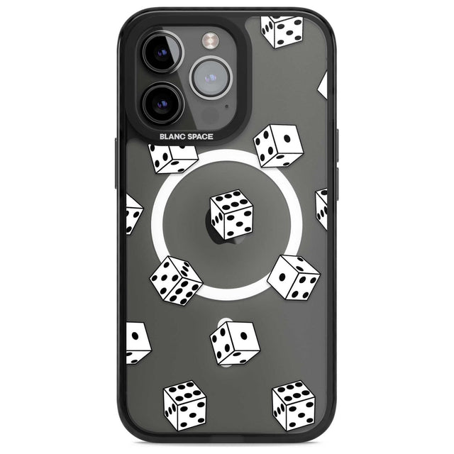 Clear Dice Pattern Phone Case iPhone 15 Pro Max / Magsafe Black Impact Case,iPhone 15 Pro / Magsafe Black Impact Case,iPhone 14 Pro Max / Magsafe Black Impact Case,iPhone 14 Pro / Magsafe Black Impact Case,iPhone 13 Pro / Magsafe Black Impact Case Blanc Space