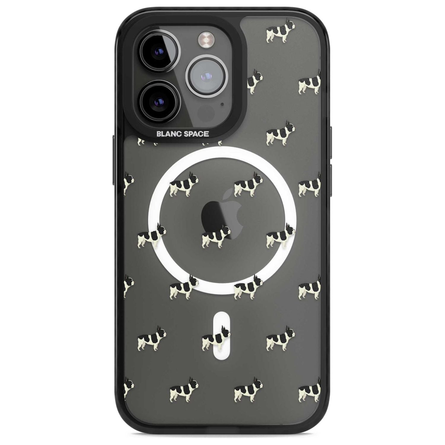 French Bulldog Dog Pattern Clear Phone Case iPhone 15 Pro Max / Magsafe Black Impact Case,iPhone 15 Pro / Magsafe Black Impact Case,iPhone 14 Pro Max / Magsafe Black Impact Case,iPhone 14 Pro / Magsafe Black Impact Case,iPhone 13 Pro / Magsafe Black Impact Case Blanc Space