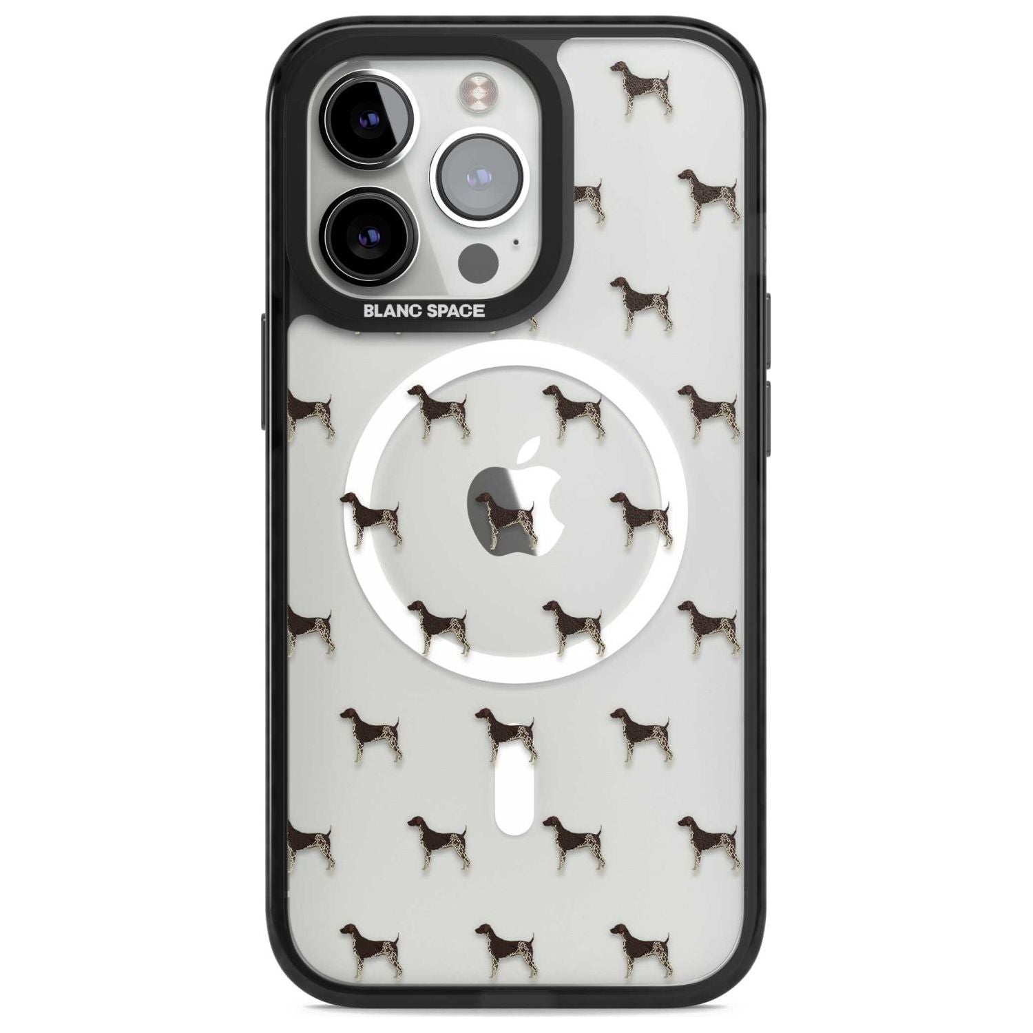 German Shorthaired Pointer Dog Pattern Clear Phone Case iPhone 14 Pro Max / Magsafe Black Impact Case,iPhone 14 Pro / Magsafe Black Impact Case,iPhone 13 Pro / Magsafe Black Impact Case Blanc Space