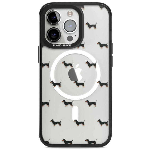 Dachshund Dog Pattern Clear Phone Case iPhone 15 Pro Max / Magsafe Black Impact Case,iPhone 15 Pro / Magsafe Black Impact Case,iPhone 14 Pro Max / Magsafe Black Impact Case,iPhone 14 Pro / Magsafe Black Impact Case,iPhone 13 Pro / Magsafe Black Impact Case Blanc Space