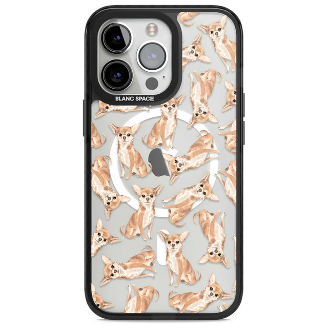 Chihuahua Watercolour Dog Pattern Phone Case iPhone 15 Pro Max / Magsafe Black Impact Case,iPhone 15 Pro / Magsafe Black Impact Case,iPhone 14 Pro Max / Magsafe Black Impact Case,iPhone 14 Pro / Magsafe Black Impact Case,iPhone 13 Pro / Magsafe Black Impact Case Blanc Space