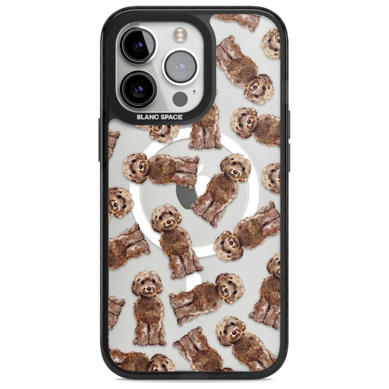Cockapoo (Brown) Watercolour Dog Pattern Phone Case iPhone 15 Pro Max / Magsafe Black Impact Case,iPhone 15 Pro / Magsafe Black Impact Case,iPhone 14 Pro Max / Magsafe Black Impact Case,iPhone 14 Pro / Magsafe Black Impact Case,iPhone 13 Pro / Magsafe Black Impact Case Blanc Space