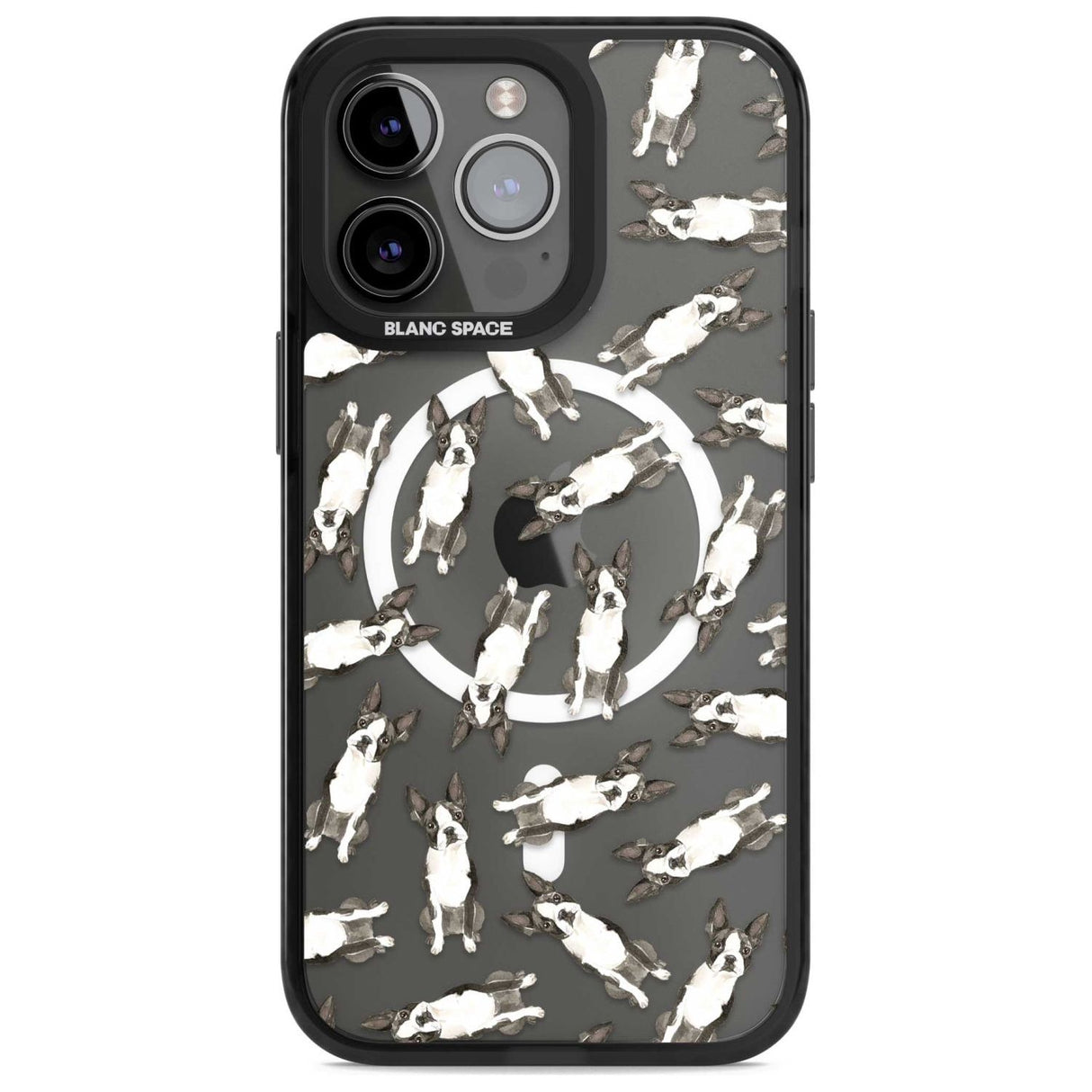 Boston Terrier Watercolour Dog Pattern Phone Case iPhone 15 Pro Max / Magsafe Black Impact Case,iPhone 15 Pro / Magsafe Black Impact Case,iPhone 14 Pro Max / Magsafe Black Impact Case,iPhone 14 Pro / Magsafe Black Impact Case,iPhone 13 Pro / Magsafe Black Impact Case Blanc Space