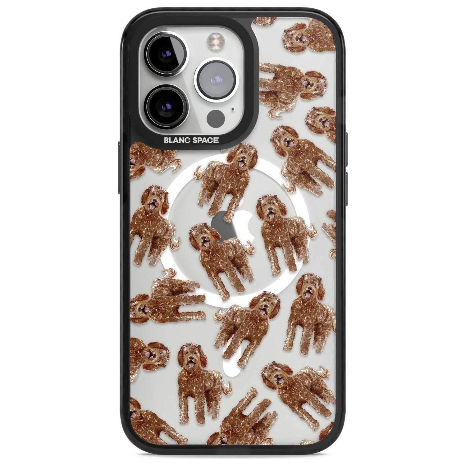 Labradoodle (Brown) Watercolour Dog Pattern Phone Case iPhone 15 Pro Max / Magsafe Black Impact Case,iPhone 15 Pro / Magsafe Black Impact Case,iPhone 14 Pro Max / Magsafe Black Impact Case,iPhone 14 Pro / Magsafe Black Impact Case,iPhone 13 Pro / Magsafe Black Impact Case Blanc Space