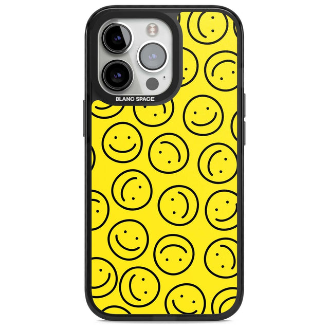 Happy Face Pattern Phone Case iPhone 15 Pro Max / Magsafe Black Impact Case,iPhone 15 Pro / Magsafe Black Impact Case,iPhone 14 Pro Max / Magsafe Black Impact Case,iPhone 14 Pro / Magsafe Black Impact Case,iPhone 13 Pro / Magsafe Black Impact Case Blanc Space