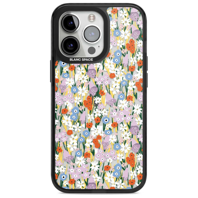 Energetic Floral Mix: Transparent Phone Case iPhone 15 Pro Max / Magsafe Black Impact Case,iPhone 15 Pro / Magsafe Black Impact Case,iPhone 14 Pro Max / Magsafe Black Impact Case,iPhone 14 Pro / Magsafe Black Impact Case,iPhone 13 Pro / Magsafe Black Impact Case Blanc Space