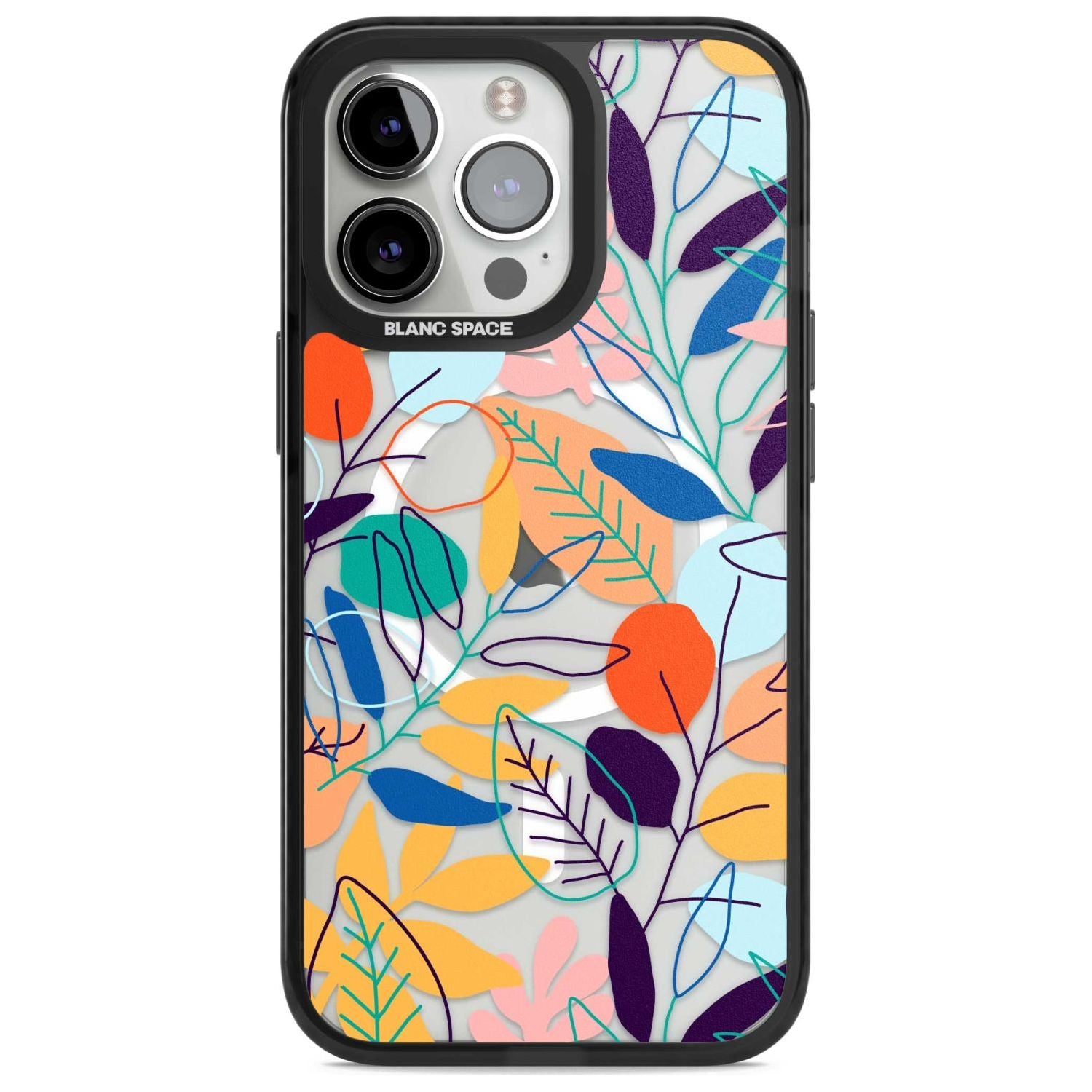 Abstract Line Drawn Leaves Phone Case iPhone 15 Pro Max / Magsafe Black Impact Case,iPhone 15 Pro / Magsafe Black Impact Case,iPhone 14 Pro Max / Magsafe Black Impact Case,iPhone 14 Pro / Magsafe Black Impact Case,iPhone 13 Pro / Magsafe Black Impact Case Blanc Space