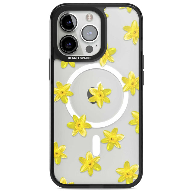 Daffodils Transparent Pattern Phone Case iPhone 15 Pro Max / Magsafe Black Impact Case,iPhone 15 Pro / Magsafe Black Impact Case,iPhone 14 Pro Max / Magsafe Black Impact Case,iPhone 14 Pro / Magsafe Black Impact Case,iPhone 13 Pro / Magsafe Black Impact Case Blanc Space