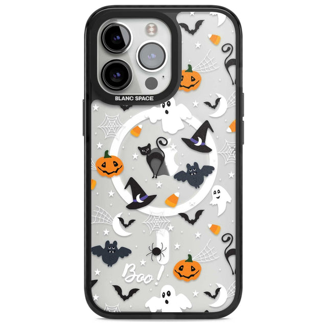 Halloween Mix Pattern Phone Case iPhone 15 Pro Max / Magsafe Black Impact Case,iPhone 15 Pro / Magsafe Black Impact Case,iPhone 14 Pro Max / Magsafe Black Impact Case,iPhone 14 Pro / Magsafe Black Impact Case,iPhone 13 Pro / Magsafe Black Impact Case Blanc Space