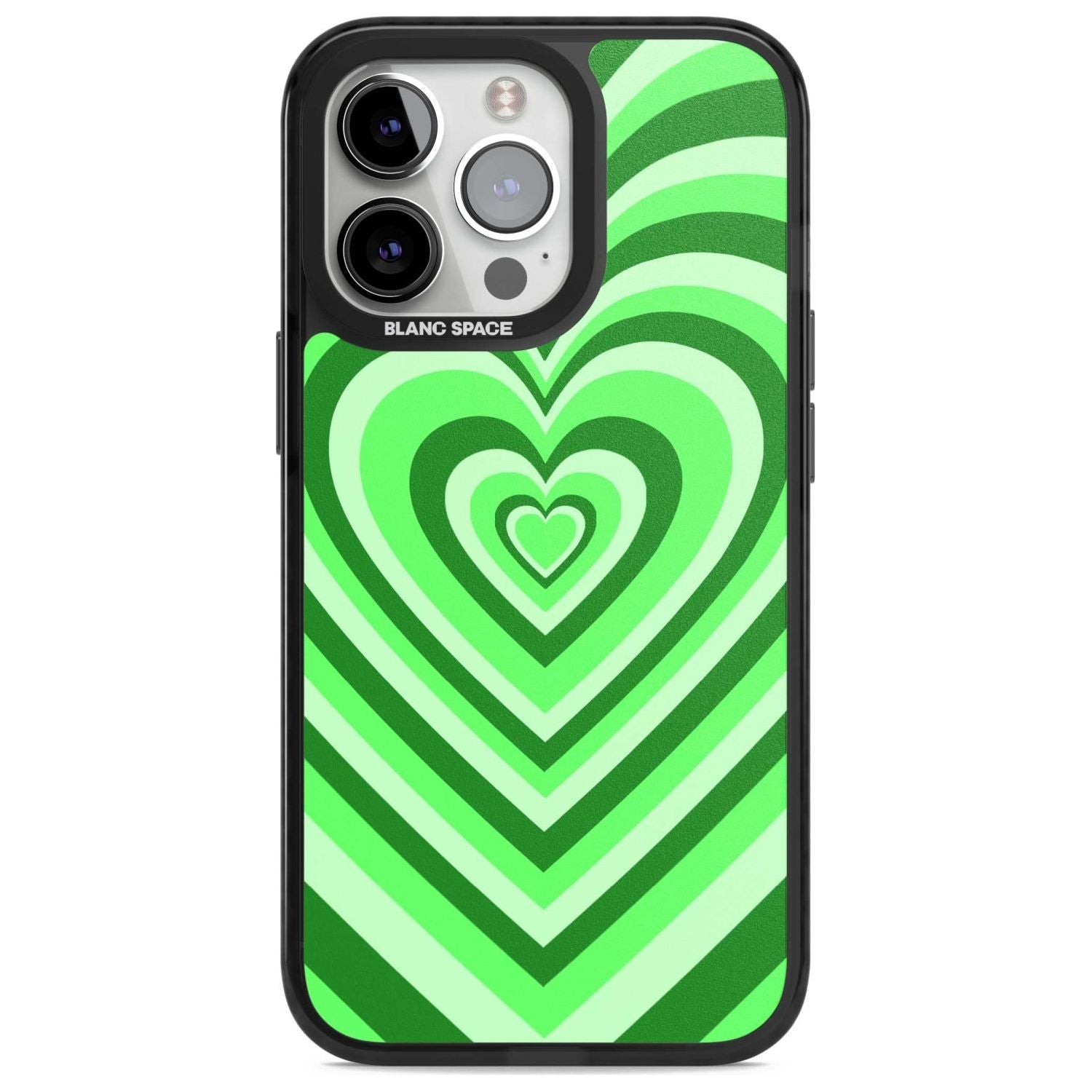 Green Heart Illusion Phone Case iPhone 15 Pro Max / Magsafe Black Impact Case,iPhone 15 Pro / Magsafe Black Impact Case,iPhone 14 Pro Max / Magsafe Black Impact Case,iPhone 14 Pro / Magsafe Black Impact Case,iPhone 13 Pro / Magsafe Black Impact Case Blanc Space