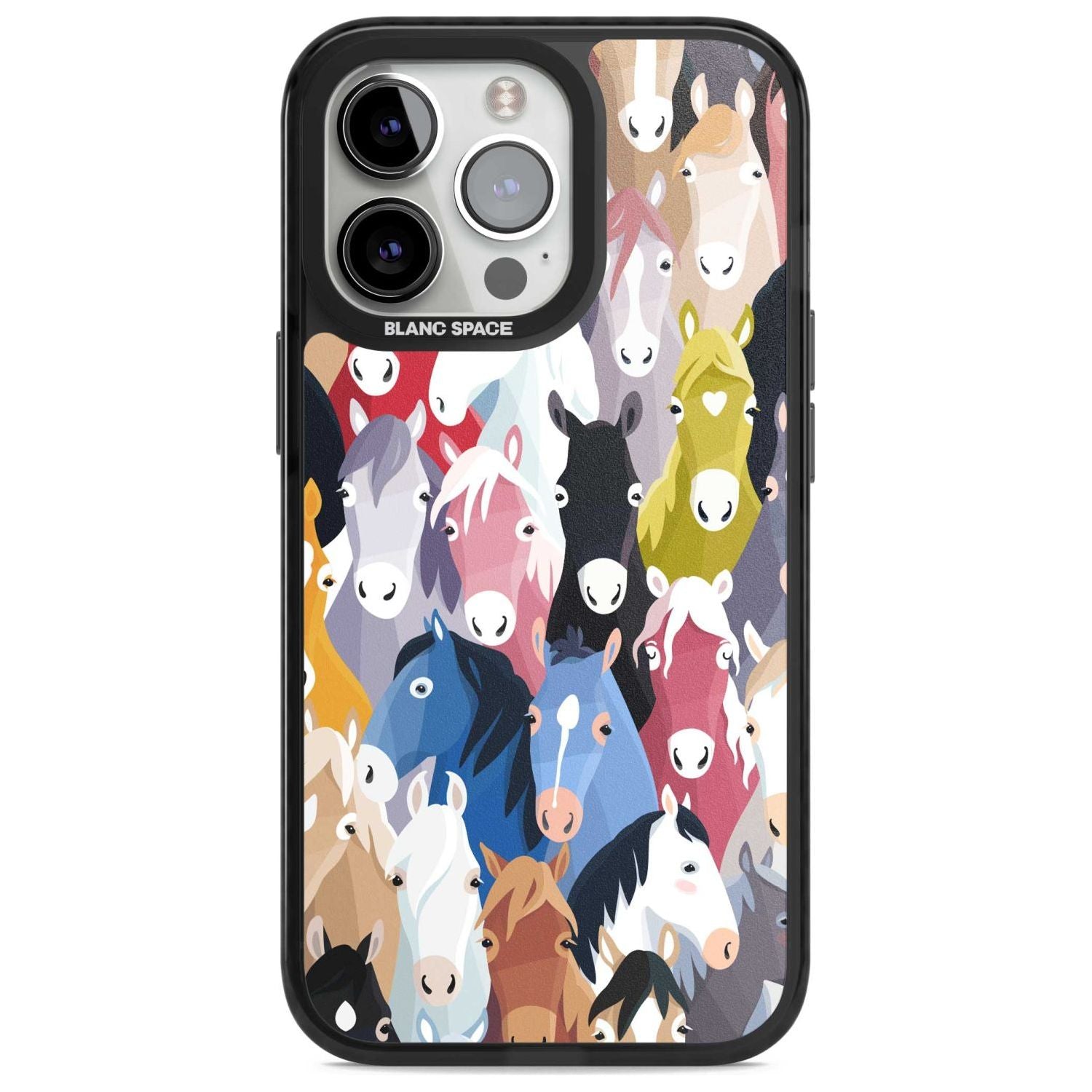 Colourful Horse Pattern Phone Case iPhone 15 Pro Max / Magsafe Black Impact Case,iPhone 15 Pro / Magsafe Black Impact Case,iPhone 14 Pro Max / Magsafe Black Impact Case,iPhone 14 Pro / Magsafe Black Impact Case,iPhone 13 Pro / Magsafe Black Impact Case Blanc Space
