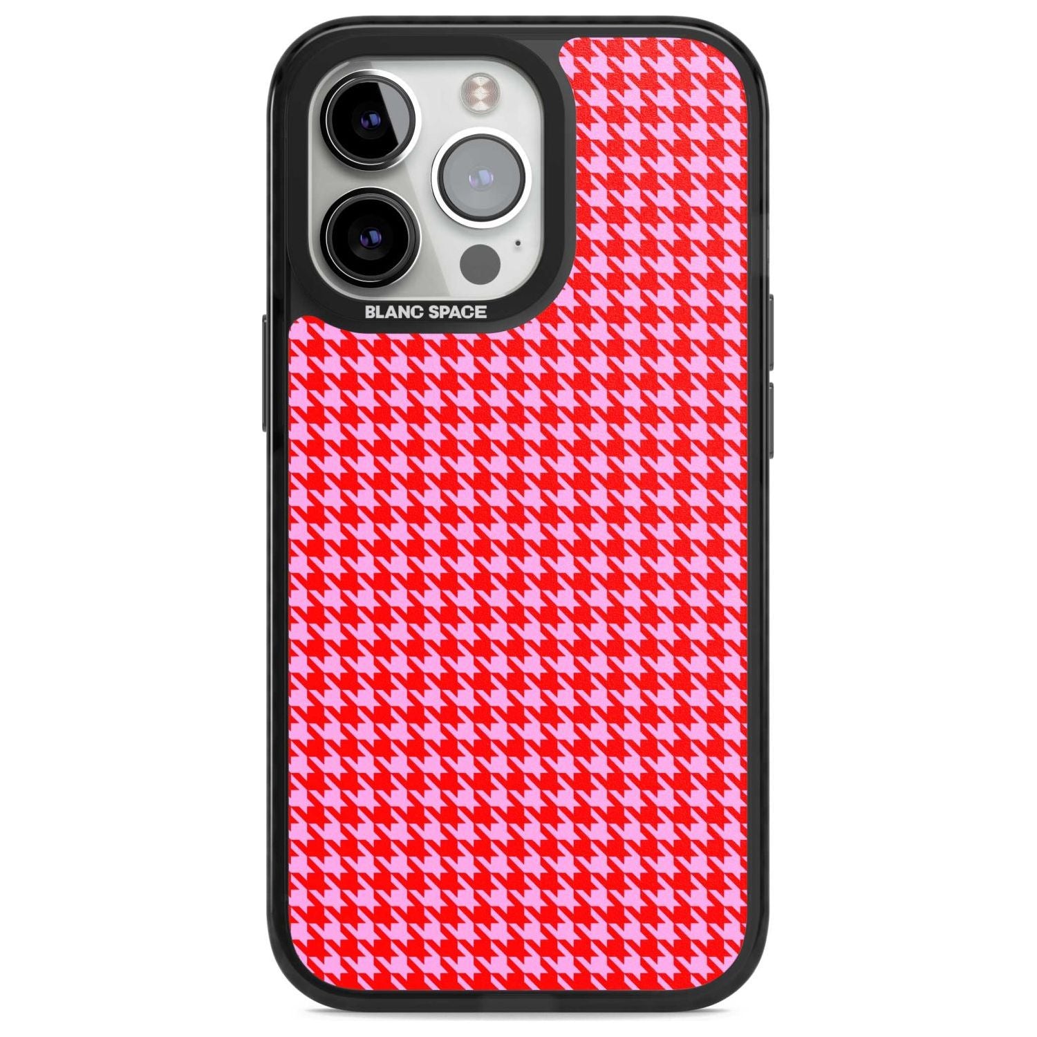 Neon Pink & Red Houndstooth Pattern Phone Case iPhone 15 Pro Max / Magsafe Black Impact Case,iPhone 15 Pro / Magsafe Black Impact Case,iPhone 14 Pro Max / Magsafe Black Impact Case,iPhone 14 Pro / Magsafe Black Impact Case,iPhone 13 Pro / Magsafe Black Impact Case Blanc Space