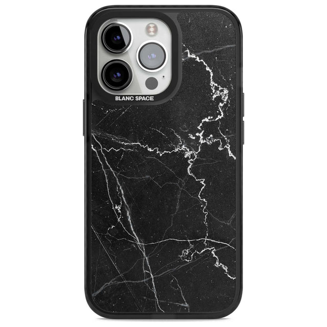 Bold Black Marble with White Texture Phone Case iPhone 15 Pro / Magsafe Black Impact Case,iPhone 15 Pro Max / Magsafe Black Impact Case,iPhone 14 Pro Max / Magsafe Black Impact Case,iPhone 13 Pro / Magsafe Black Impact Case,iPhone 14 Pro / Magsafe Black Impact Case Blanc Space